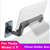Mobile Phone Holder Extension Arm For Tesla Model 3 2017-2022 Y 2020-2023 Wireless 15W Car Magnetic Wireless Charger